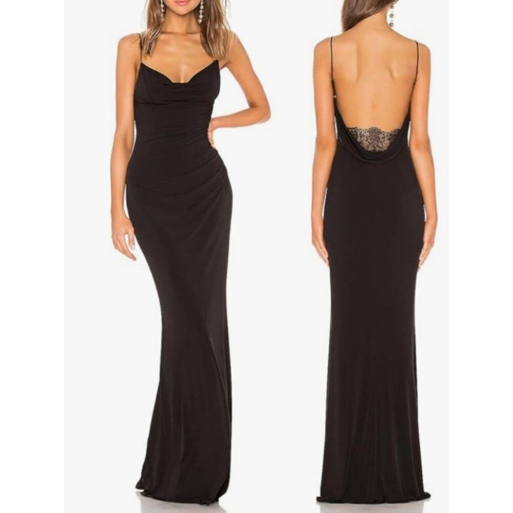 NWT Black Mermaid Evening Gown | Open Back Lace Detail | Women's Large